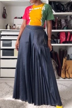 Solid Color Versatile Pleated Wide Leg Jeans -Clothing-PrettyTina HP2308307 NB 4